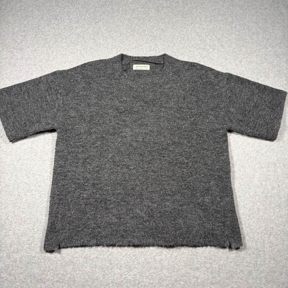 Free People Margot Sweater Tee Womens Small Charcoal Heather Oversized OB2278743